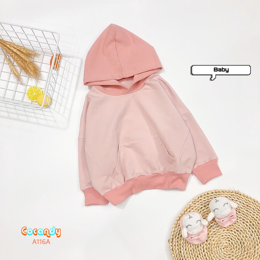 [Cocandy Official Store] Áo Hoodie Nỉ Da Cá Form Rộng Cho Bé Từ 7kg Đến 23kg