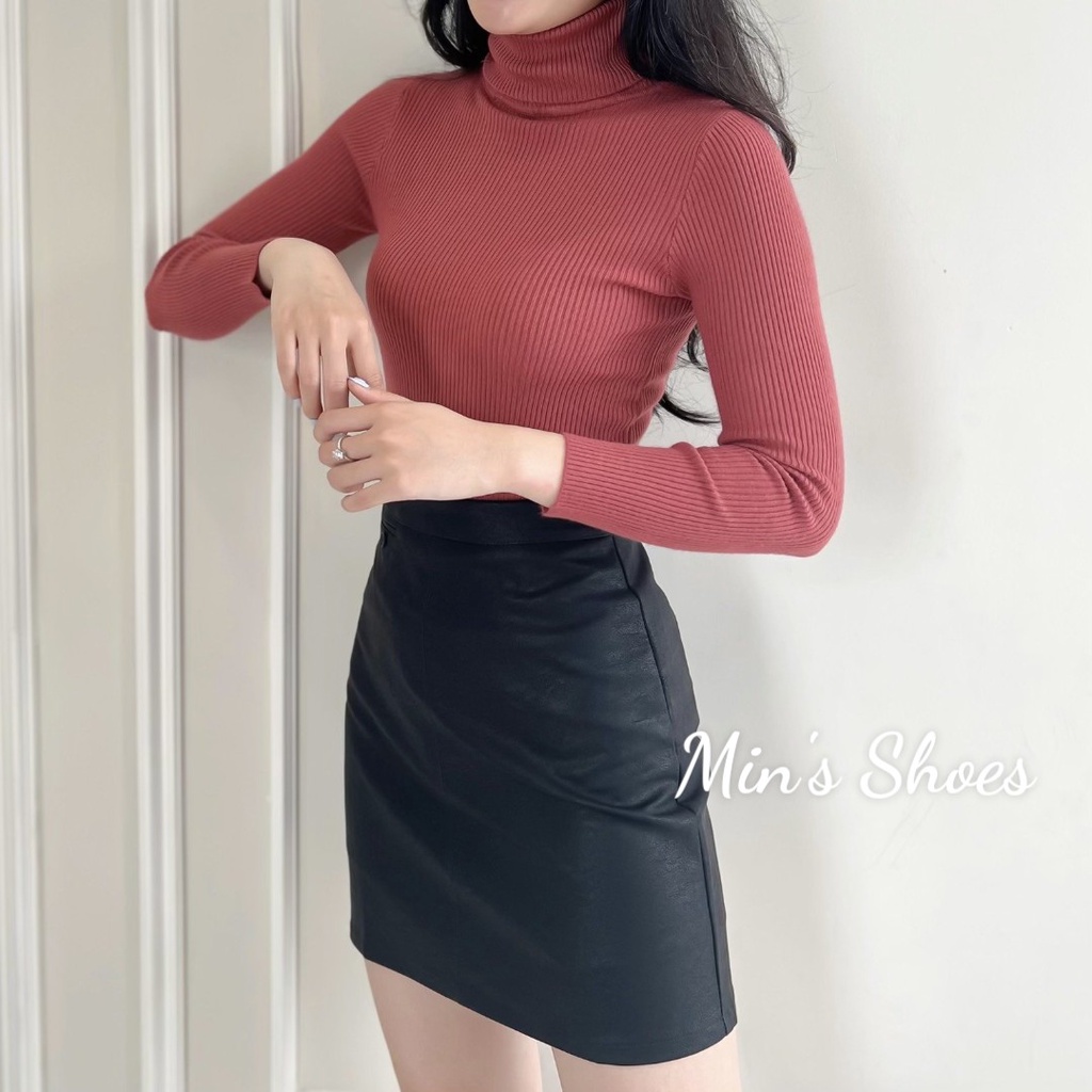 Min's Shoes - Áo Len Nữ Quốc Dân Len Tăm Hàn Cổ Lọ Mềm Dày Dặn Áo 907