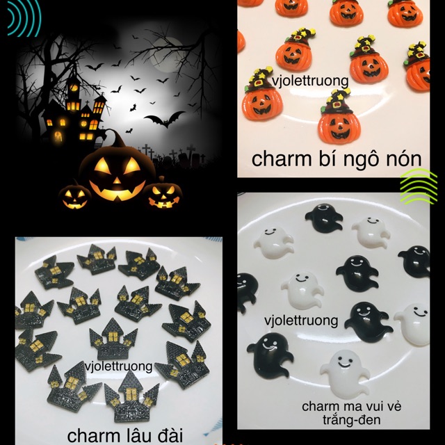 charm halloween trang trí slime