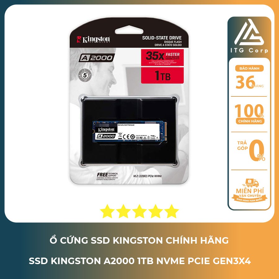 Ổ cứng SSD Kingston A2000 1TB NVMe PCIe Gen3 x4 - Hàng chính hãng