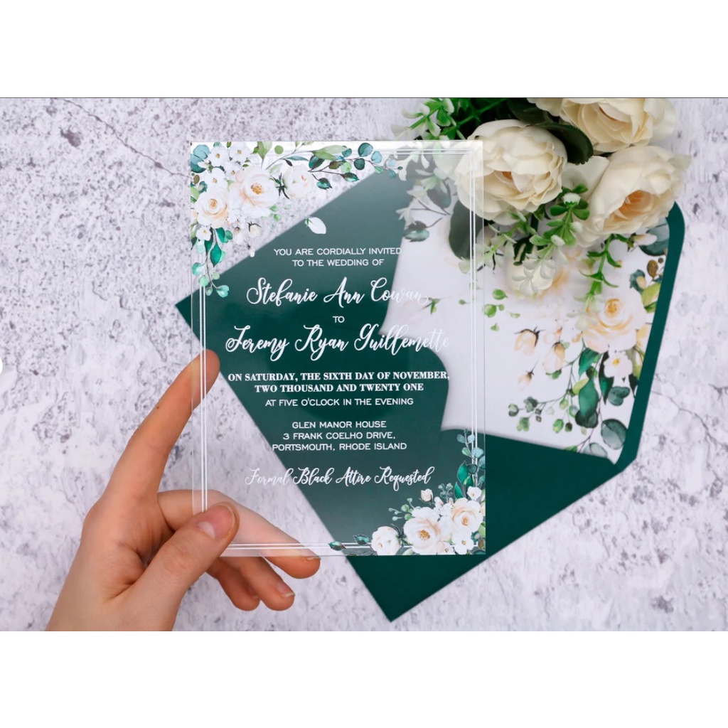 Thiệp cưới cao cấp thegioipuzzle thiết kế theo yêu cầu bằng Mica Acrylic trong suốt sang trọng