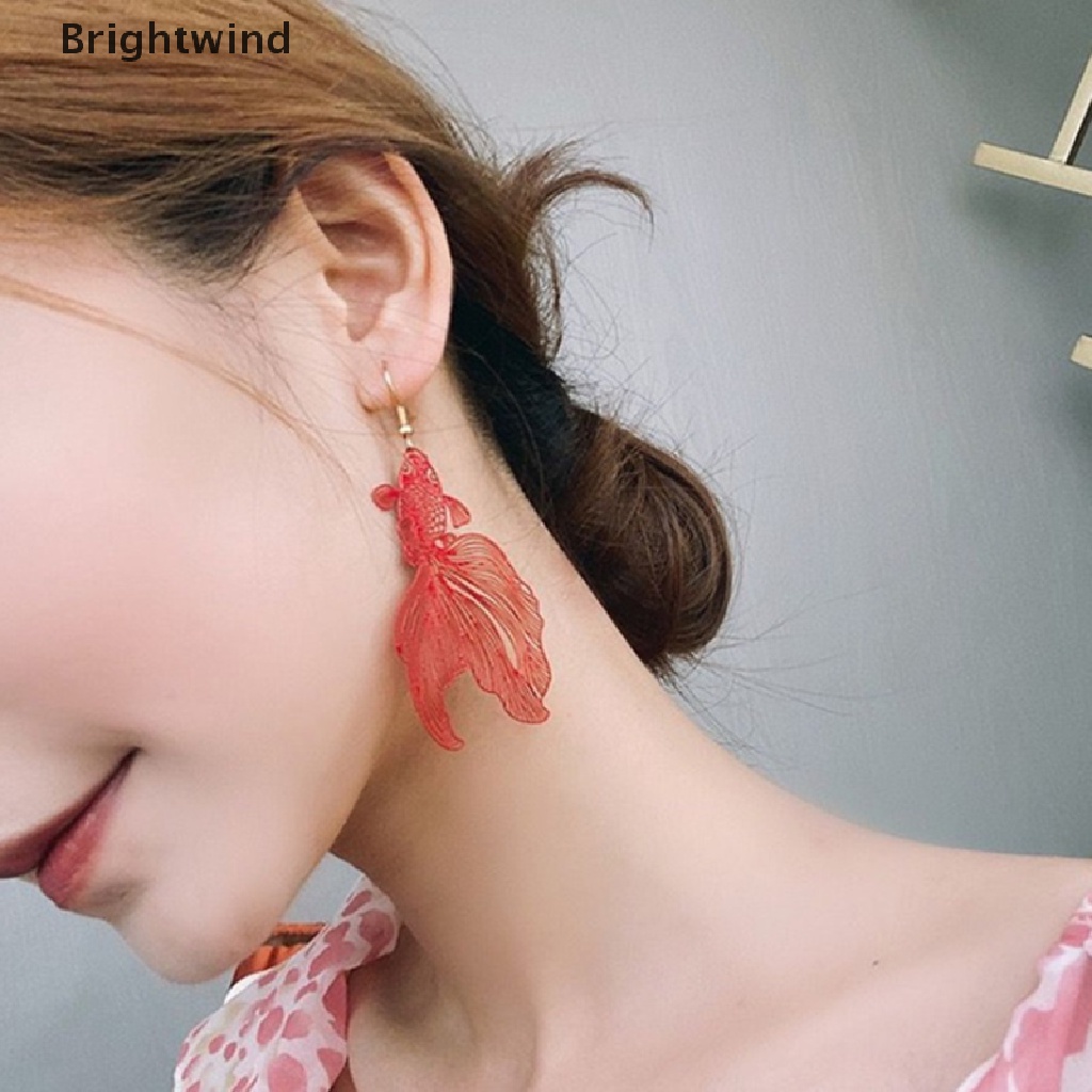 [Brightwind] Fashion Koi Earrings Pendant Hollow Goldfish Drop Earring for Women Gift Jewelry Hot Sell