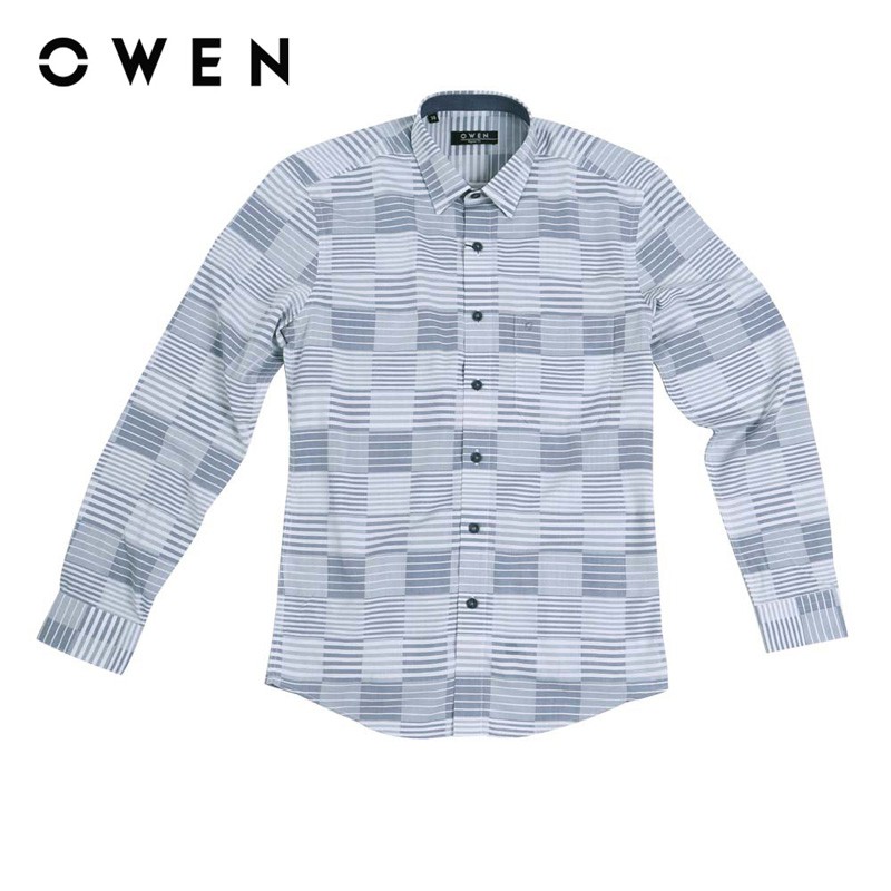 Áo Sơ mi dài tay nam Owen Sợi sen Regularfit màu ghi - AR90769DT