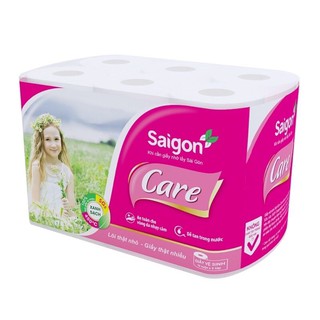 Giấy Vệ Sinh Có Lõi Sài Gòn Care - Lõi Nhỏ - Giấy nhiều [12 Cuộn x 2 Lớp]