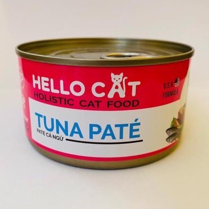 Pate cho mèo nhỏ, mèo lớn - Hello Cat, lon 190gr, vị cá ngừ, thịt gà - 5am pet shop