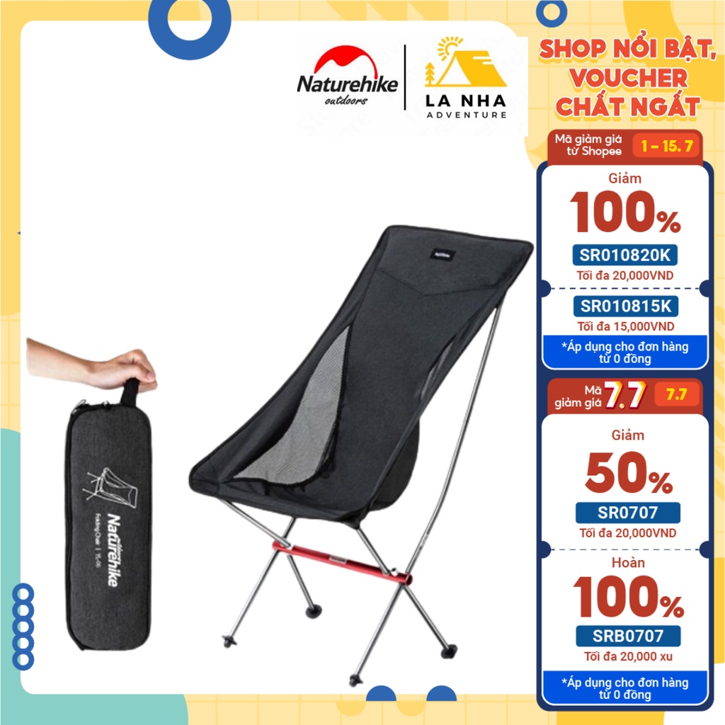 Ghế dã ngoại xếp gọn, tựa đầu thoải mái Naturehike Chính hãng Là Nhà, khung nhôm siêu gọn nhẹ, trợ lực NH18Y060-Z