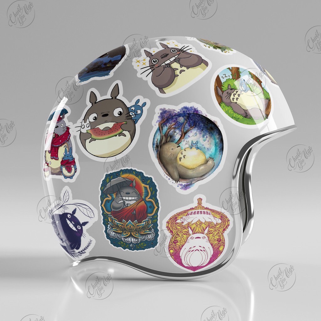 60 mẫu sticker hình dán chủ đề phim hoạt hình Totoro chất liệu decal dán xe đạp, nón bảo hiểm, vali NT 35
