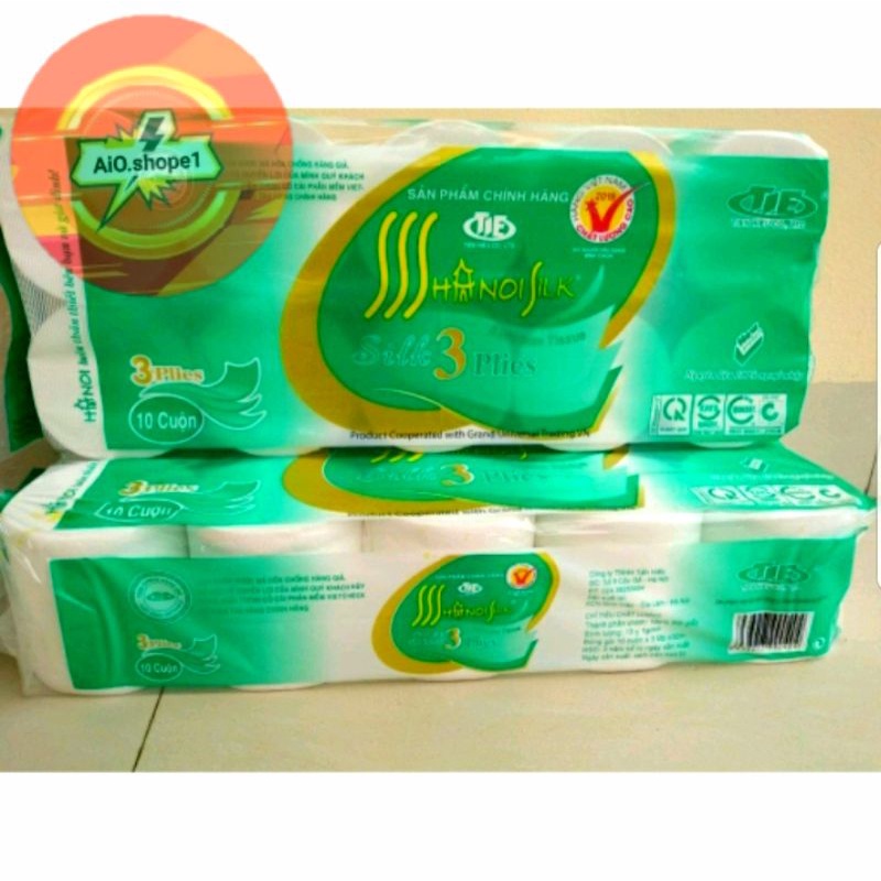 GIẤY VỆ SINH HÀ NỘI SILK (1BỊCH 10 CUỘN GIẤY 3 LỚP 1.6KG/ Loại 1)