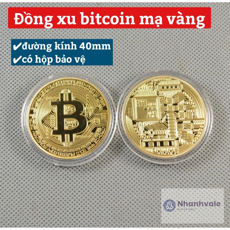 Đồng Xu Bitcoin mạ vàng làm kỷ niệm vật may mắn