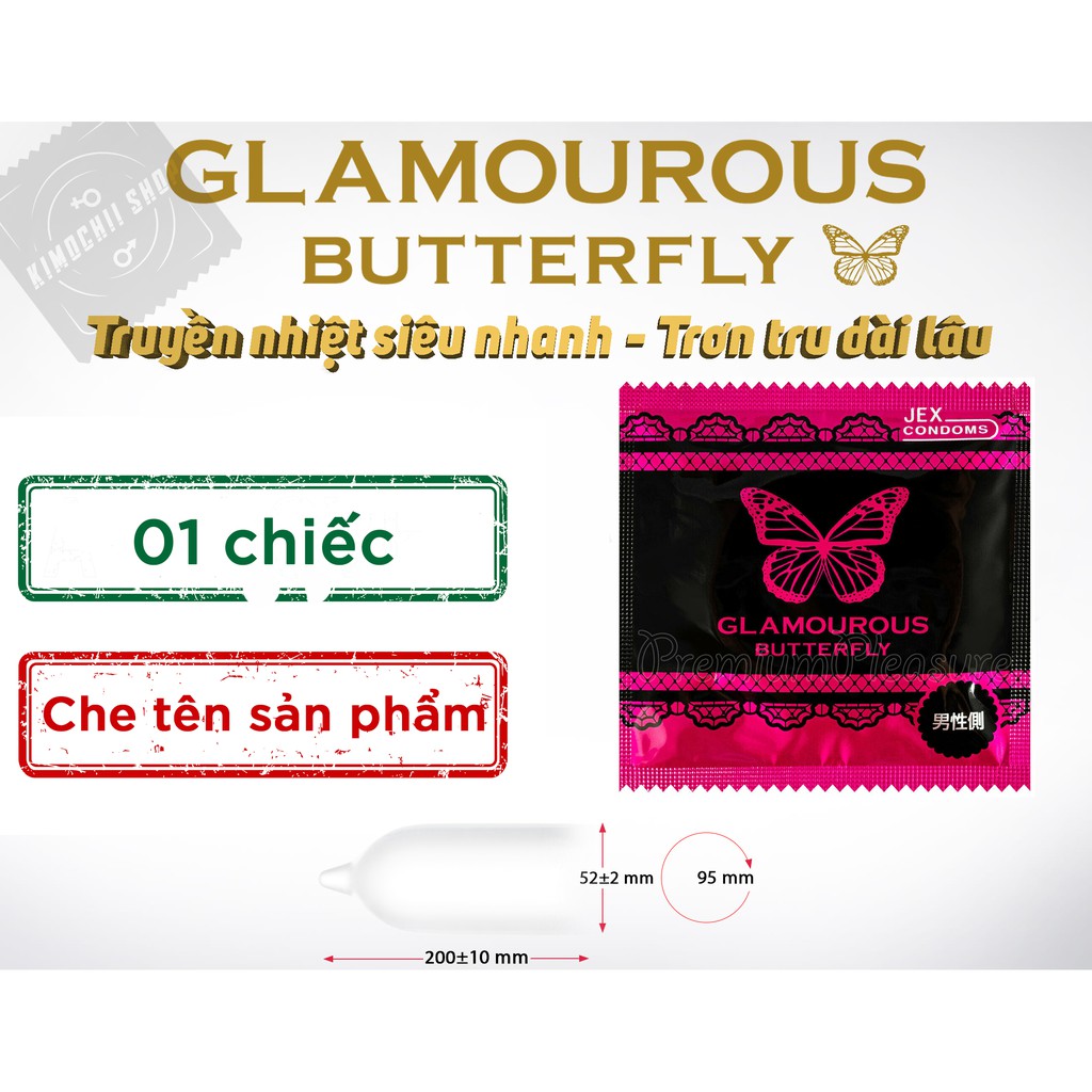 [Mỏng 0.03mm] 01 chiếc bao cao su Nhật Bản Glamorous Butterfly HOT - Bao cao su nhiều gel truyền nhiệt cực tốt