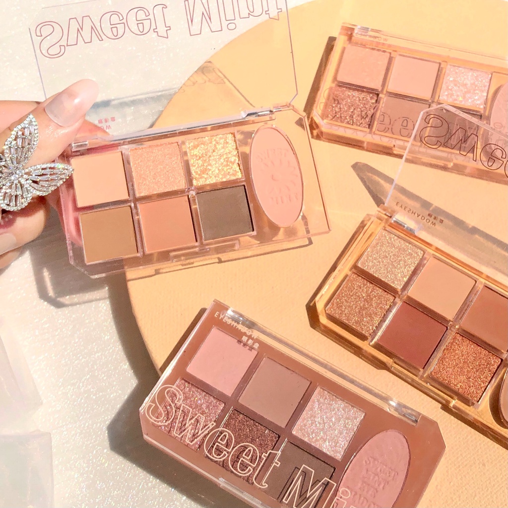 Bảng Phấn Mắt Sweet Mint 7 Màu Lấp Lánh Nhung Mịn 2 Trong 1