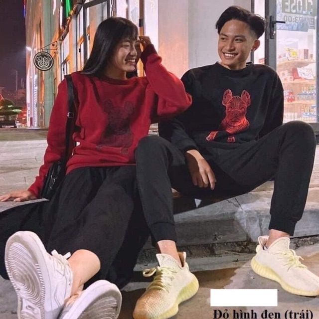 (Áo đôi quốc dân) Áo nỉ Ne.lly hình mặt chó