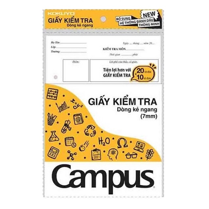 Giấy kiểm tra kẻ ngang B5 Campus - giấy kiểm tra cấp 2 / cấp 3