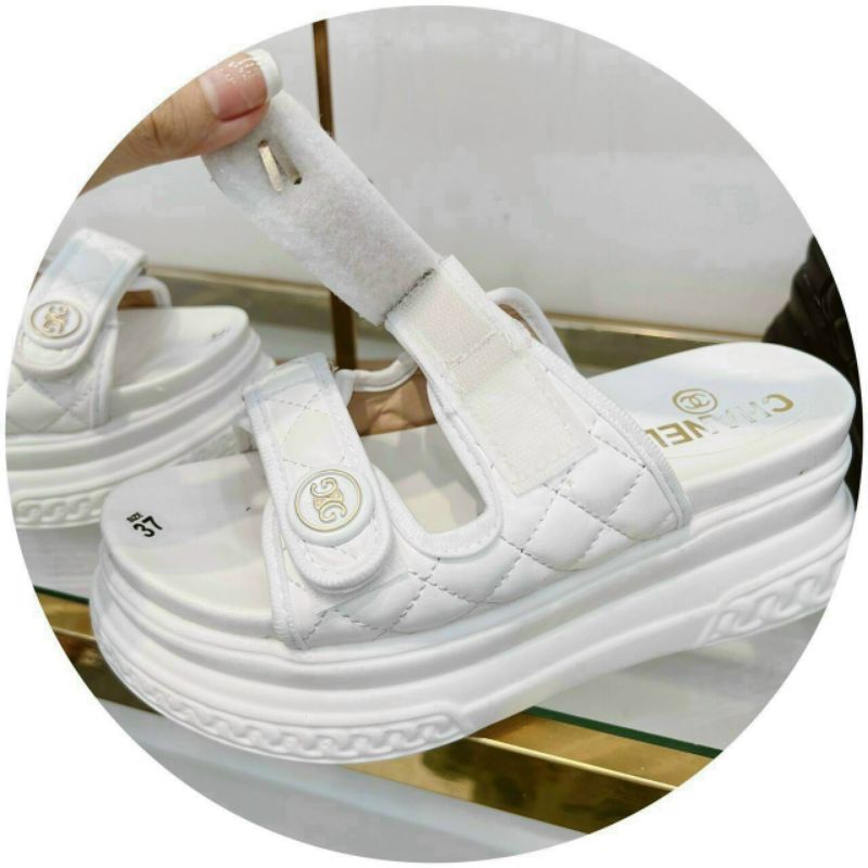 Dép lê nữ độn đế 2 quai ngang 7cm