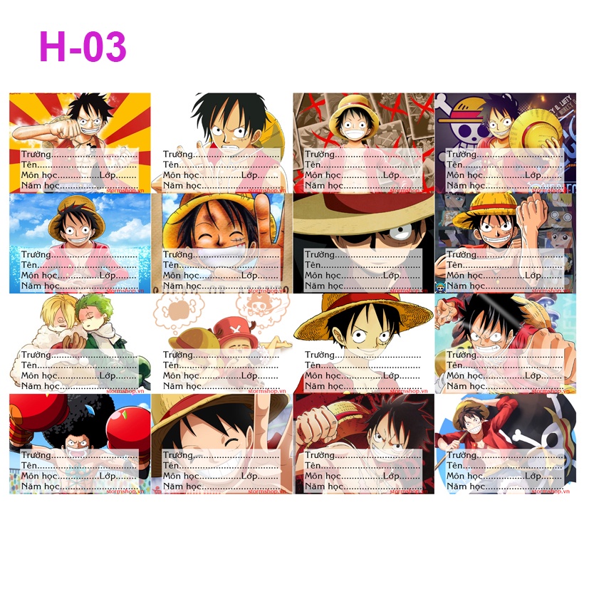 Nhãn vở anime One Piece - 1 set 16 hình