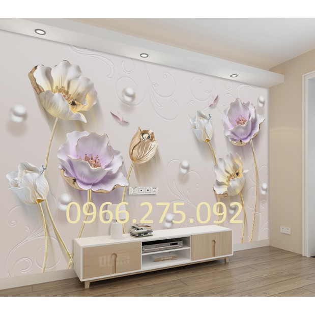 Decal dán tường hoa tím cánh mỏng 3d_ siêu hot 1