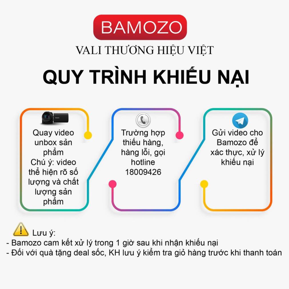 Vali Du Lịch BAMOZO 8801  Size 20cm , Vali Kéo Nhựa Được Bảo Hành 5 Năm - Zado.store.official