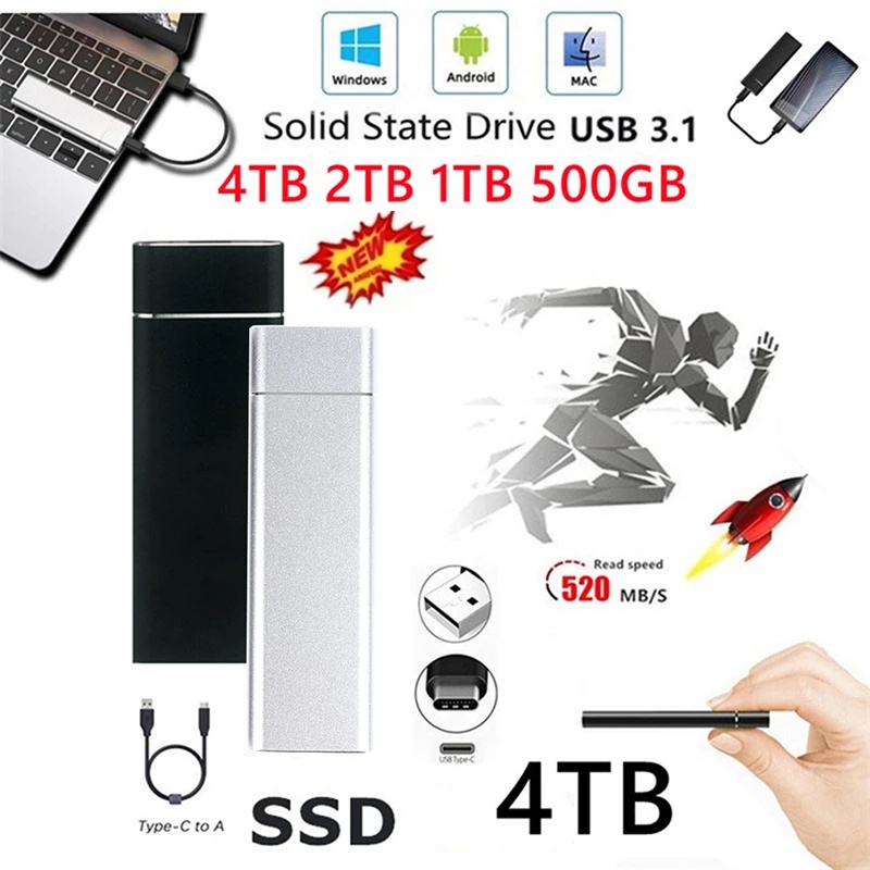 USB Mini 4TB SSD Tốc Độ Cao Lưu Trữ Vô Tận