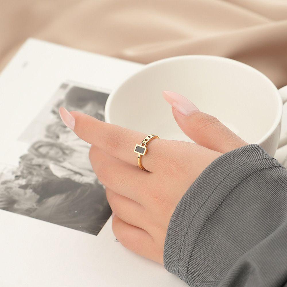 Nhẫn Thép Titan Không Đối Xứng Đơn Giản Phong Cách Hàn Quốc Cho Nam