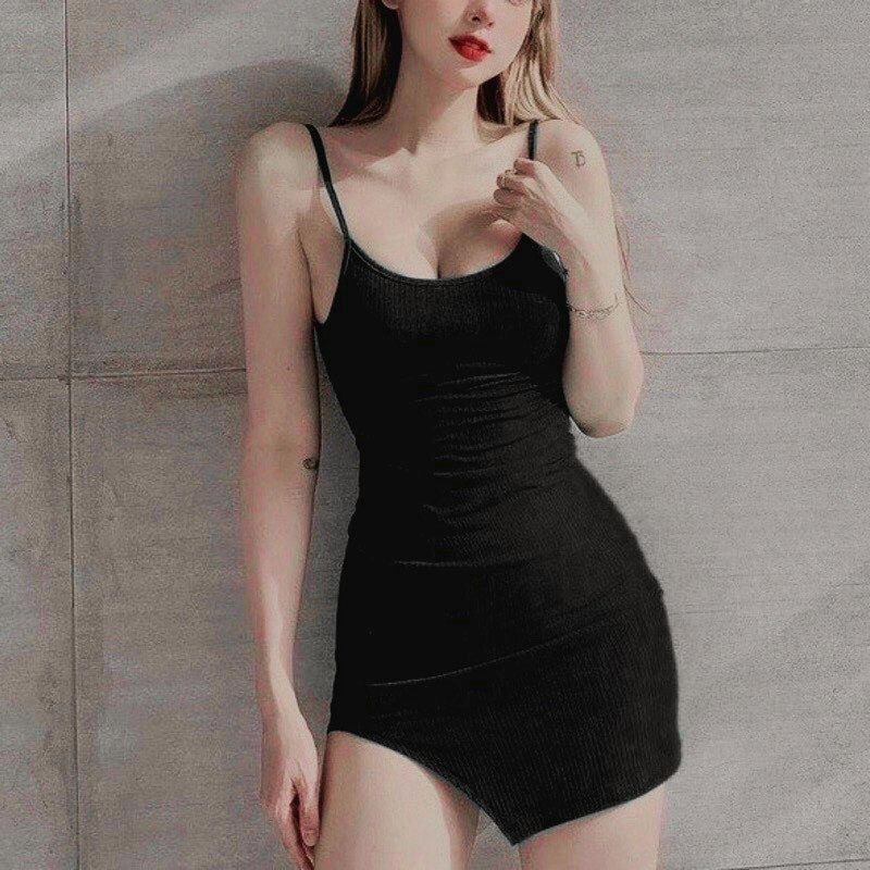 Đầm body đầm ngủ sexy xẻ đùi chất thun co dãn màu đen màu xanh