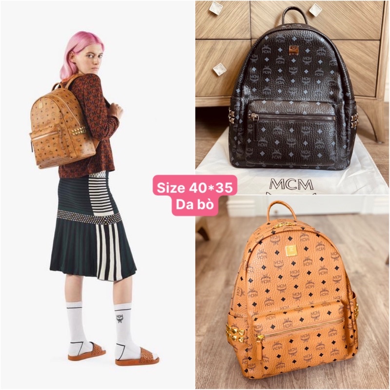 Balo nam nữ MCM Stark Side Studs Da Bò Size 40 vừa Laptop (sẵn, nhắn tin shop kiểm kho)a