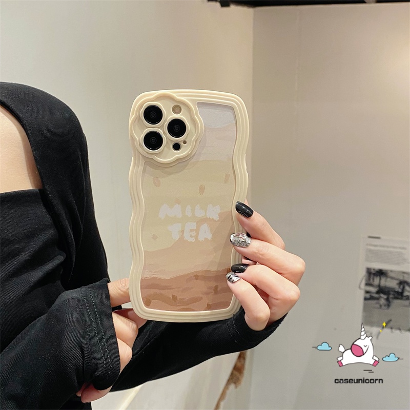 Ốp Điện Thoại Mềm Họa Tiết Hoa Trà Sữa Viền Lượn Sóng Cho iPhone 7plus 8plus 7 8 11 12 13 Pro MAX XR X XS MAX SE 2020