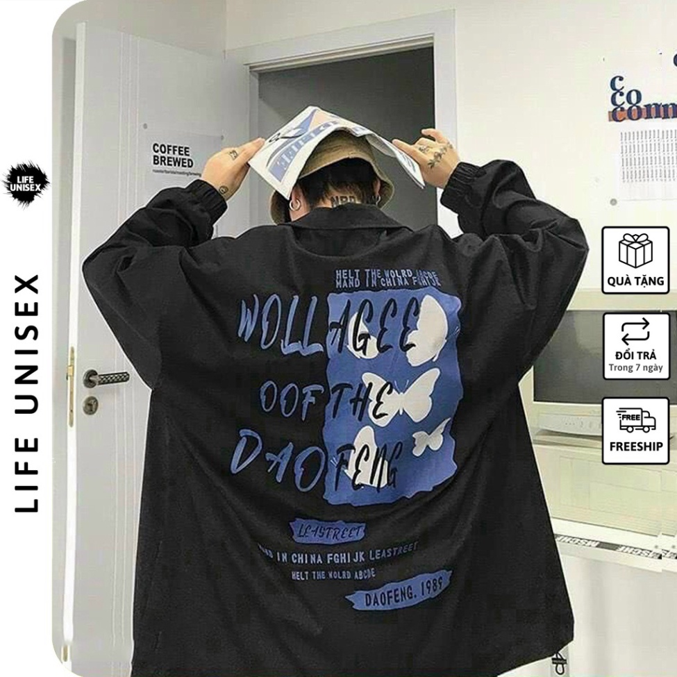 Áo khoác dù sơ mi LEASTREET nam nữ form rộng Unisex Chống Nắng Siêu Hot ulzzang Jacket Bomber - Life Unisex