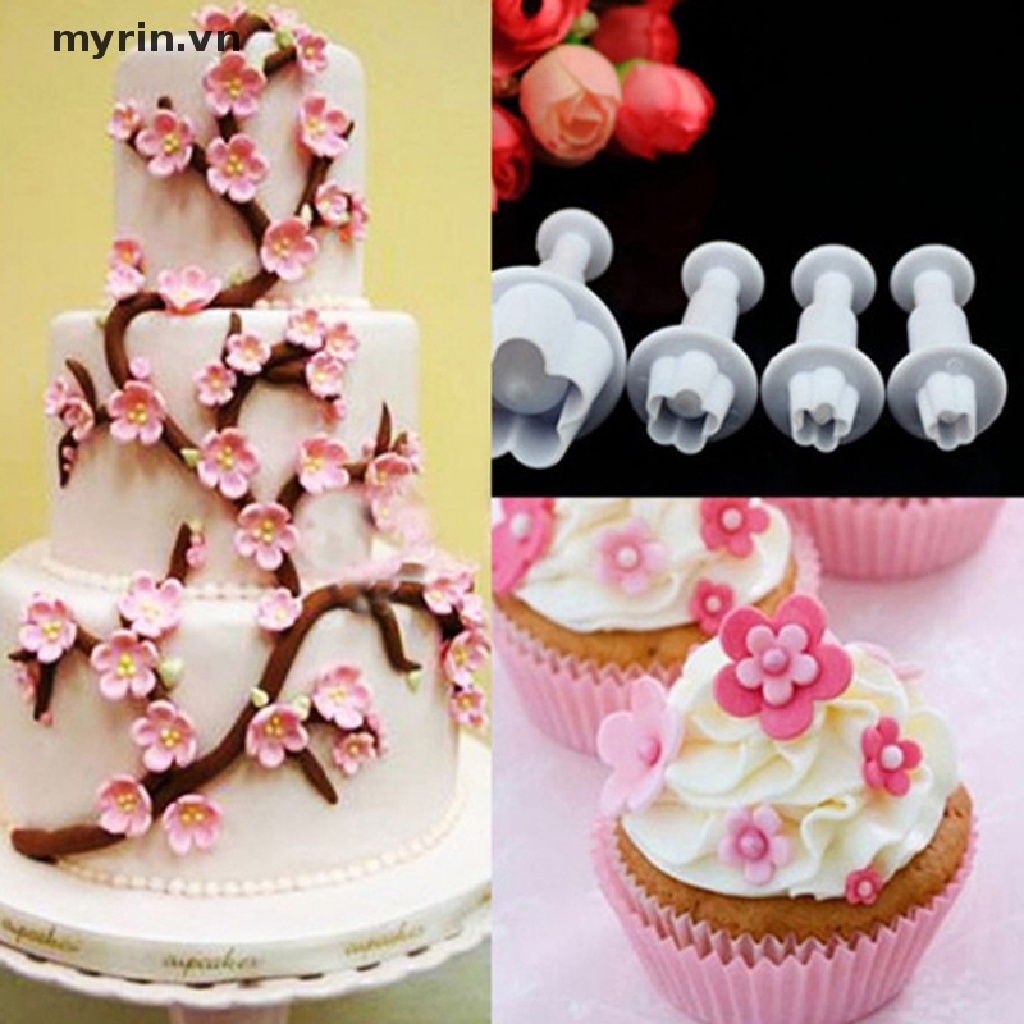Set 4 Khuôn Cắt Kẹo Mềm Trang Trí Bánh Hình Hoa Mận