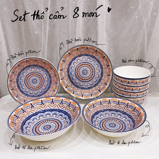 Set bộ bát đĩa 8 món thổ cẩm set mới siêu nét siêu rẻ