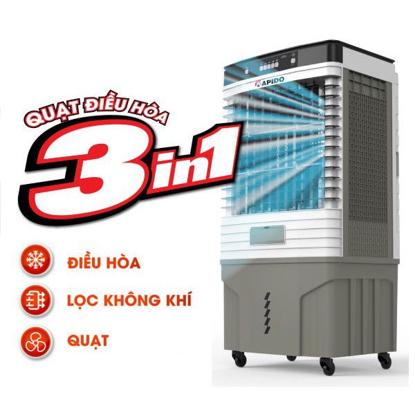 Quạt điều hòa không khí Rapido 9000M / 9000D + tặng đá khô + tấm lọc nano