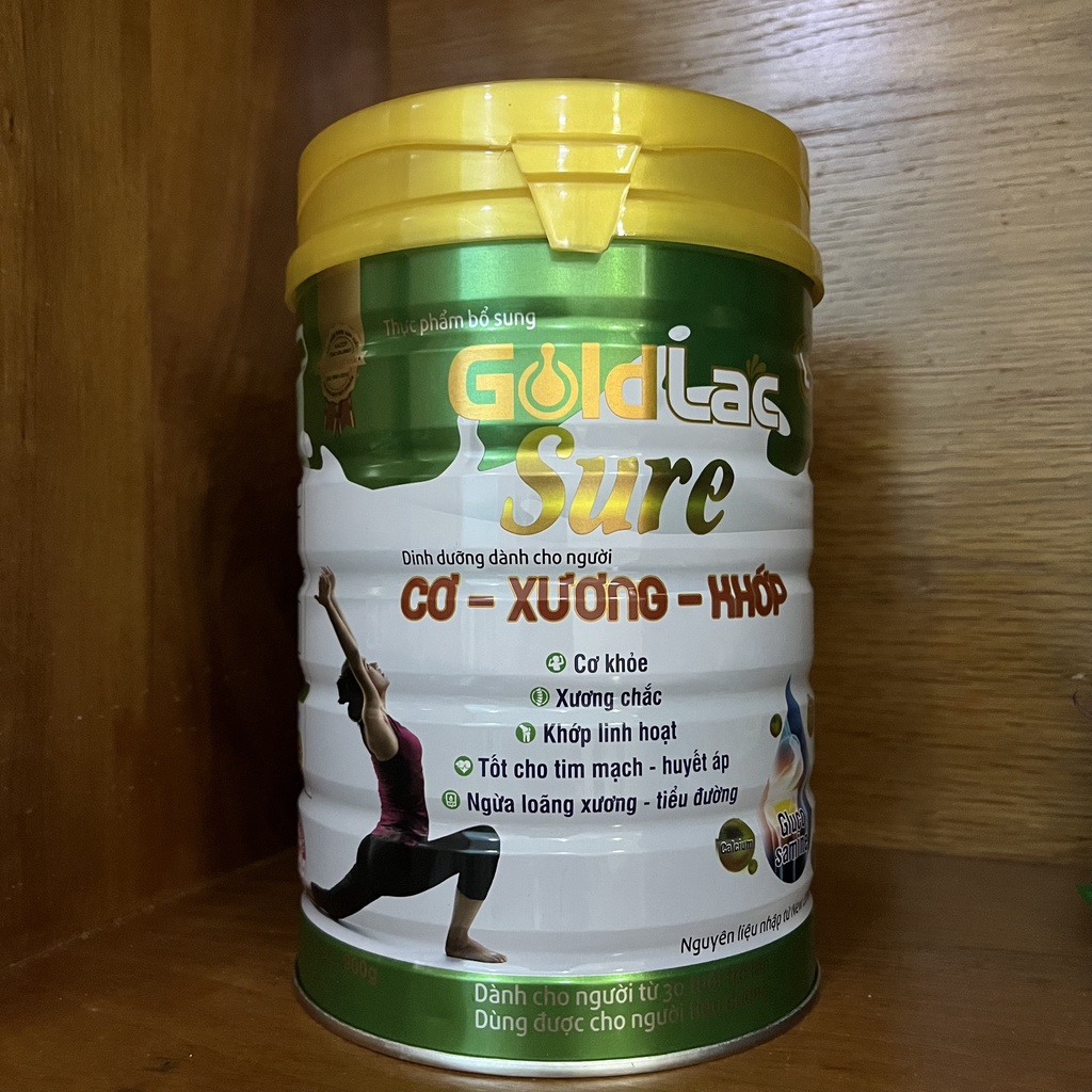 Sữa bổ sung canxi, glucosamine ngăn ngừa loãng xương, tiểu đường cho người già Goldlac Sure cơ xương khớp lon 900g