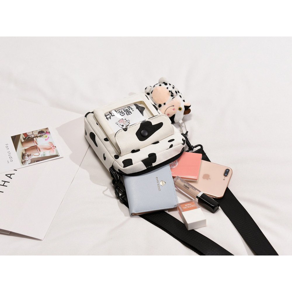 Túi đeo chéo nữ mini vải canvas bò sữa hottrend | BigBuy360 - bigbuy360.vn