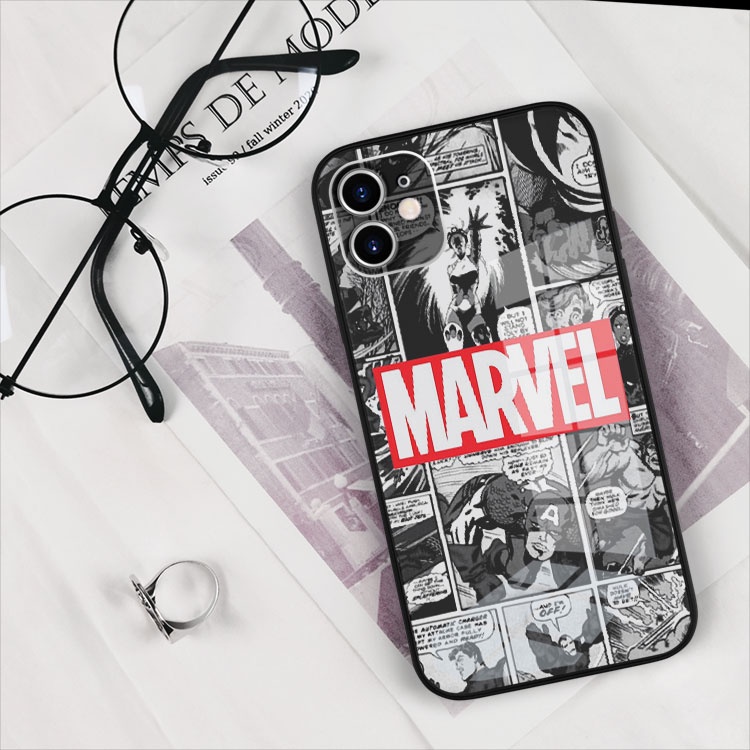 Ốp kính viền nhựa Mr Best marvel comic collage cho iphone 5 - iphone 12 OK-COEPOD20210140