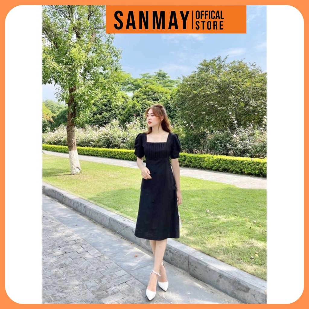 Đầm Dự Tiệc Cưới SANJOLI ,Váy Công Sở Nữ Thiết Kế Cổ Vuông Tay Phồng Dáng Suông Sang Trọng VD017 | BigBuy360 - bigbuy360.vn