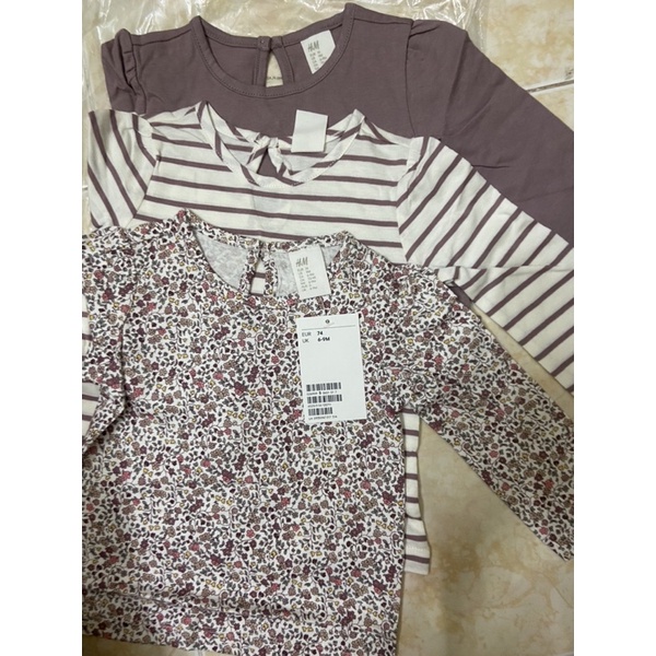 Set 3 áo cotton HM auth dài tay cho bé