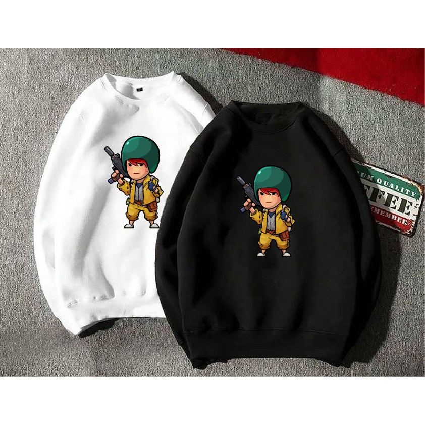 [Video thật] Áo nỉ Sweater thu đông PUBG form suông rộng unisex cổ tròn, chất nỉ bông siêu ấm, màu đen trắng xanh hồng | BigBuy360 - bigbuy360.vn