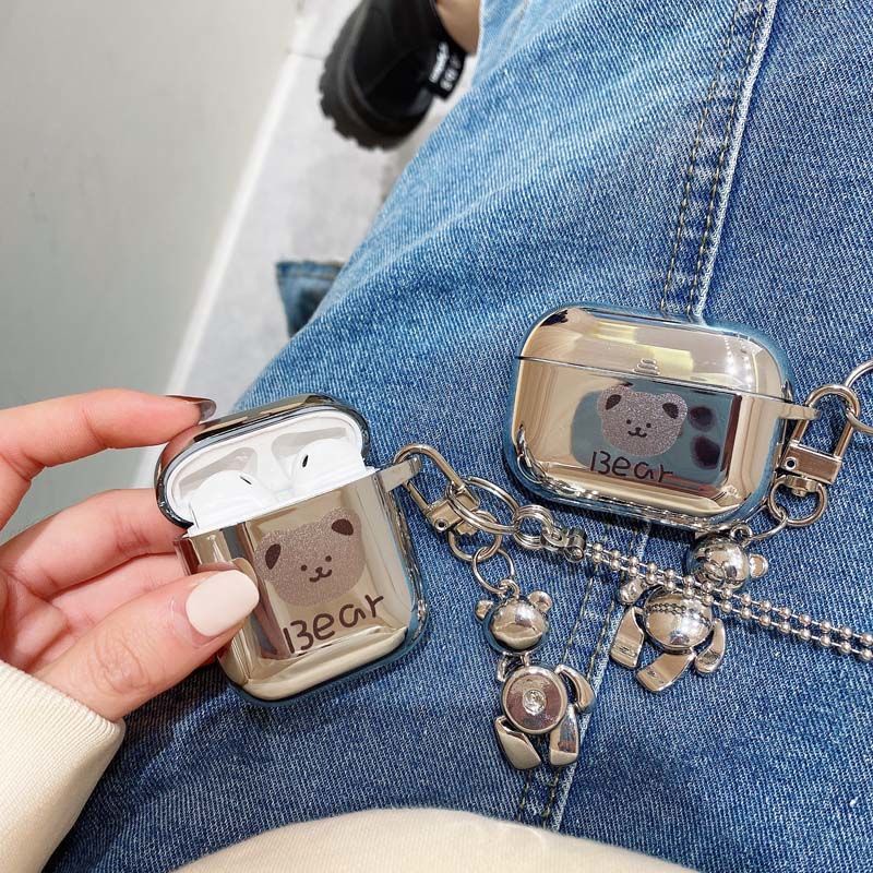 Vỏ Bảo Vệ Hộp Sạc Tai nghe không dây Airpods 1/2/Pro/3 Hình Nasa Mạ Bạc