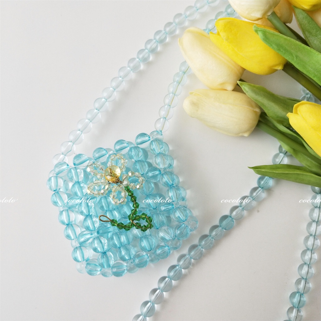 Túi xách đính cườm trong suốt hình bông hoa thời trang xinh xắn cho nữ