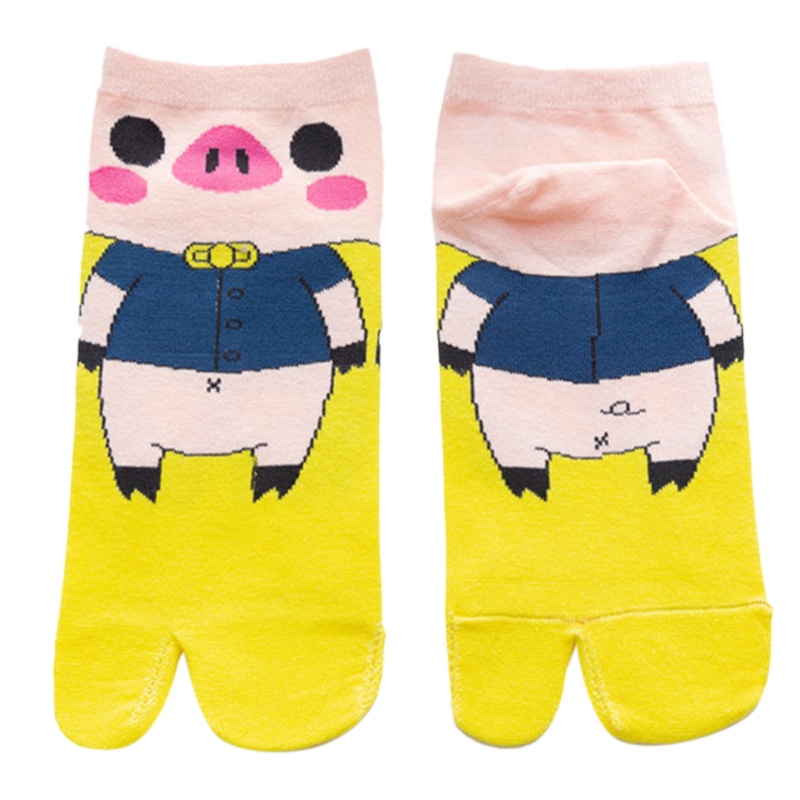 Xiangbao Vớ Xỏ Ngón Chân Cotton Hở Ngón In Hình Heo Hoạt Hình Phong Cách Harajuku Cho Nữ
