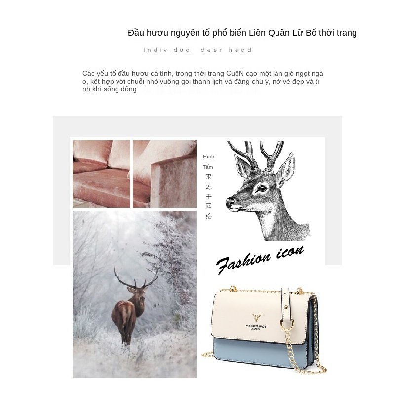 Túi đeo chéo hình vuông cỡ nhỏ phối dây xích nhiều màu thời trang