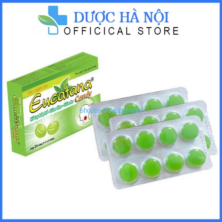Viên ngậm ho thảo dược Eucatana giáp giảm ho ấm họng , giảm ngứa ngừa viêm họng hộp 24 viên