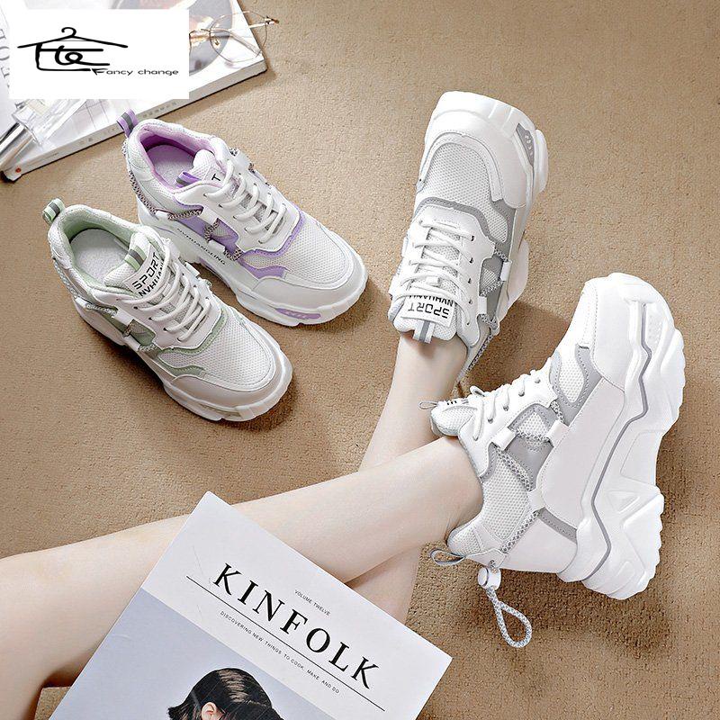 Giày Thể Thao Nữ Đế Dày Tăng Chiều Cao Phong Cách Mới Năm 2021