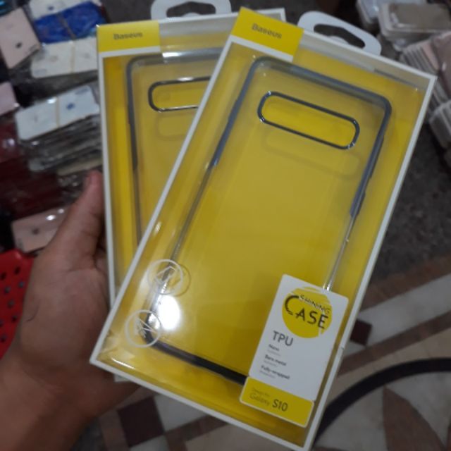 Ốp lưng Galaxy S10 trong suốt viền si màu dẻo Baseus