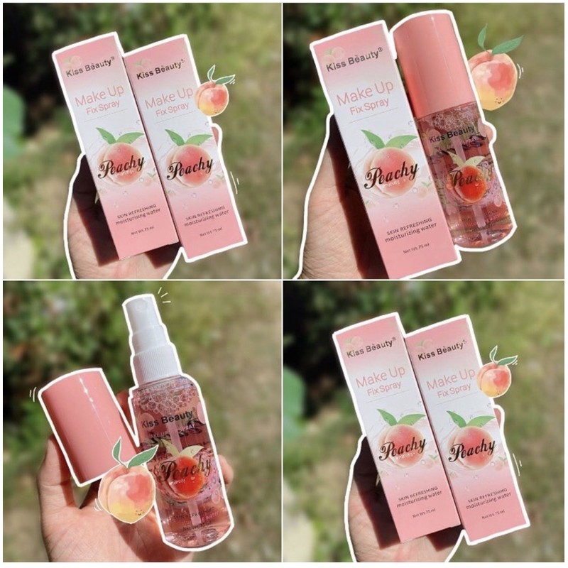 Xịt Khoáng Đào Khoá Lớp Trang Điểm Kiss Beauty 75ml