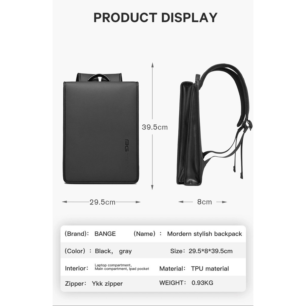 BANGE Ba Lô Đựng Laptop 14" Siêu Nhẹ Chống Thấm Nước/ Trộm Chất Lượng Cao