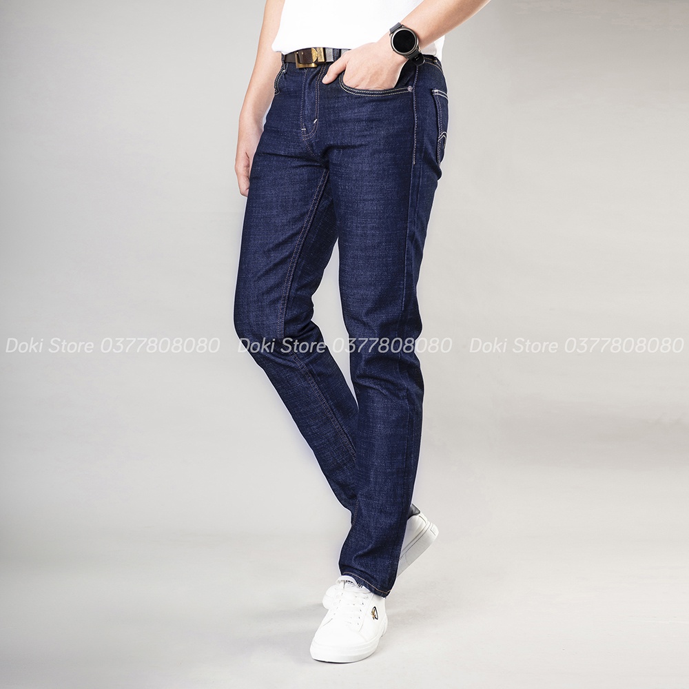 Quần Jean Nam Cao Cấp Xanh Đen Đẹp, Quần Bò Nam Chất Vải Co Giãn Thoải Mái, DOKI DK-10