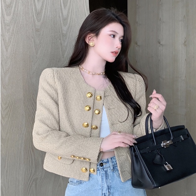 Áo dạ tweed YIMI 2 hàng cúc thời trang hottrend