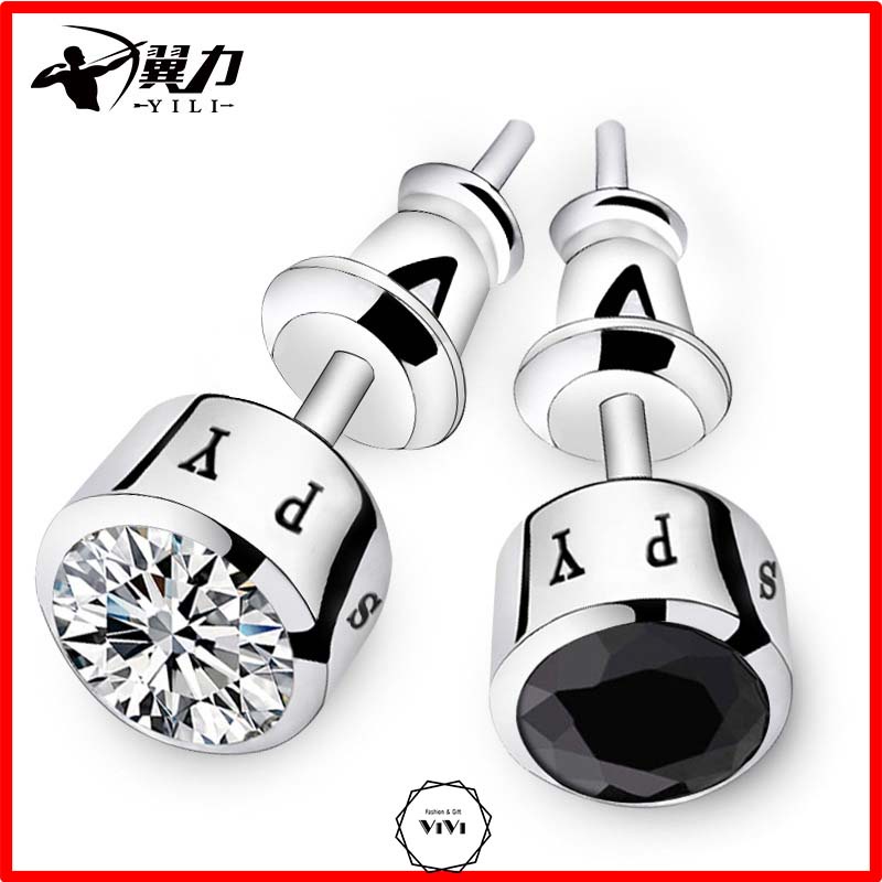 Bông tai bạc nam đinh tán cá tính SPY – khuyên tai ViVi_Gift