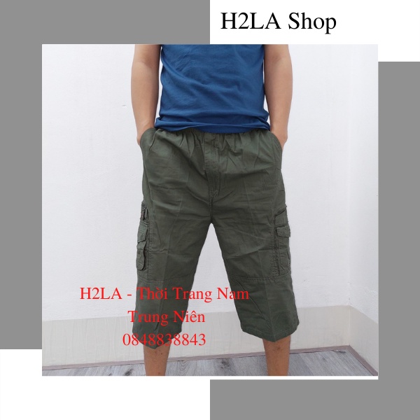 Quần ngố thô nam trung niên cạp chun túi hộp H2LA đẹp rẻ cho bố có Bigsize 100kg