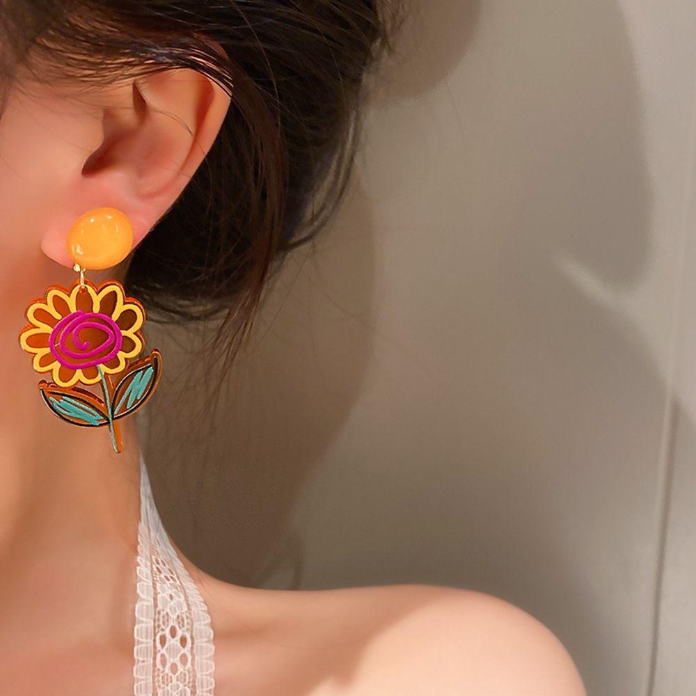 Bông Tai Hình Hoa Hướng Dương Phong Cách Hàn Quốc Thời Trang Đi Biển Cho Nữ